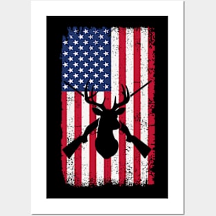 American Flag Deer Hunting Posters and Art